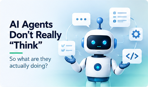 Friendly AI agent surrounded by messages, tools, code and task controls